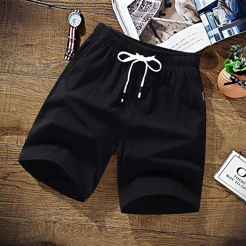 Short de plage en coton et lin pour homme