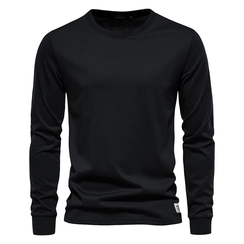 T-shirt à manches longues de couleur unie pour hommes