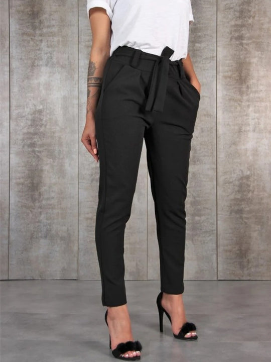Pantalon slim en mousseline de soie pour femmes