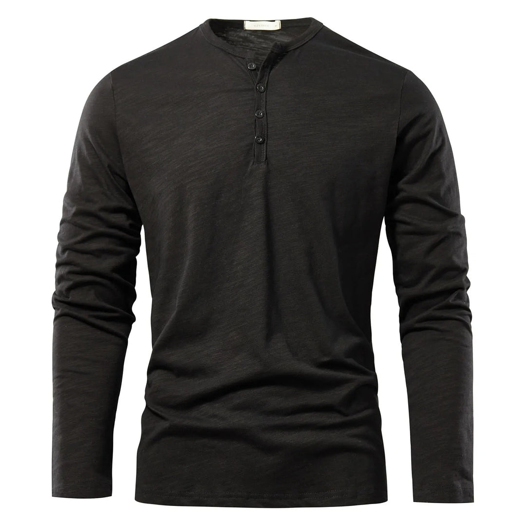T-shirt à manches longues et col Henley pour hommes