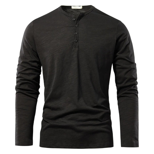 T-shirt à manches longues et col Henley pour hommes