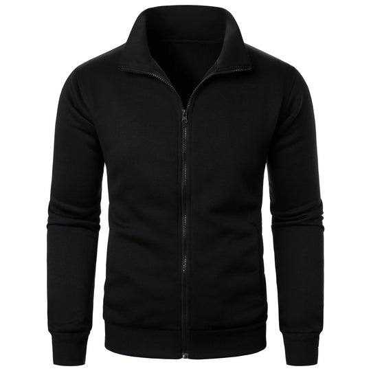 Veste zippée décontractée à col montant pour hommes