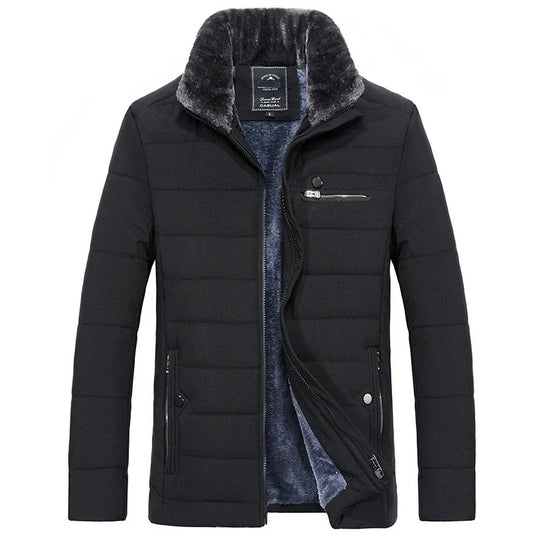 Veste coupe-vent à col en fourrure pour hommes
