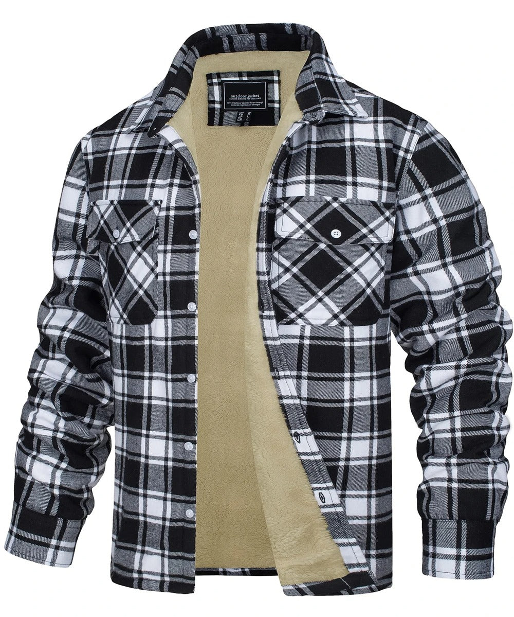 Veste en flanelle de coton à carreaux pour hommes