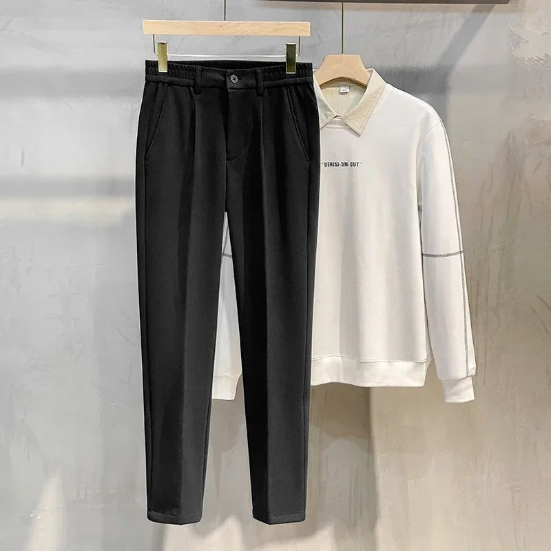 Pantalon de costume en laine mélangée pour homme