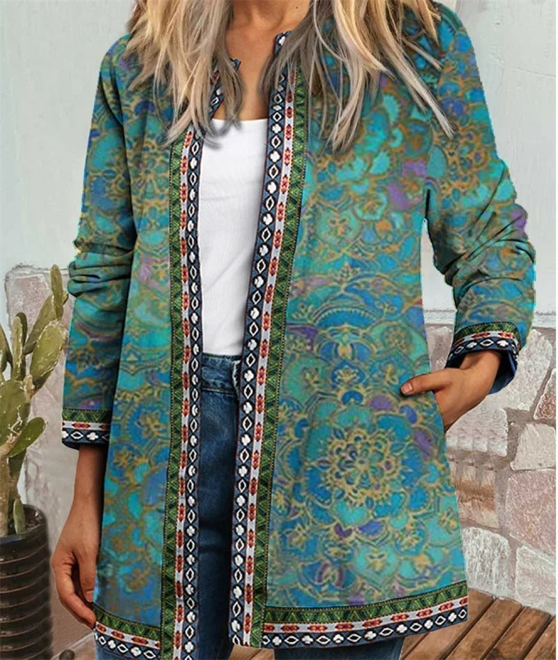 Cardigan imprimé ethnique pour femme