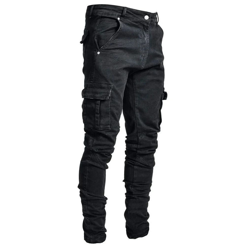 Jeans multi-poches élastiques pour hommes