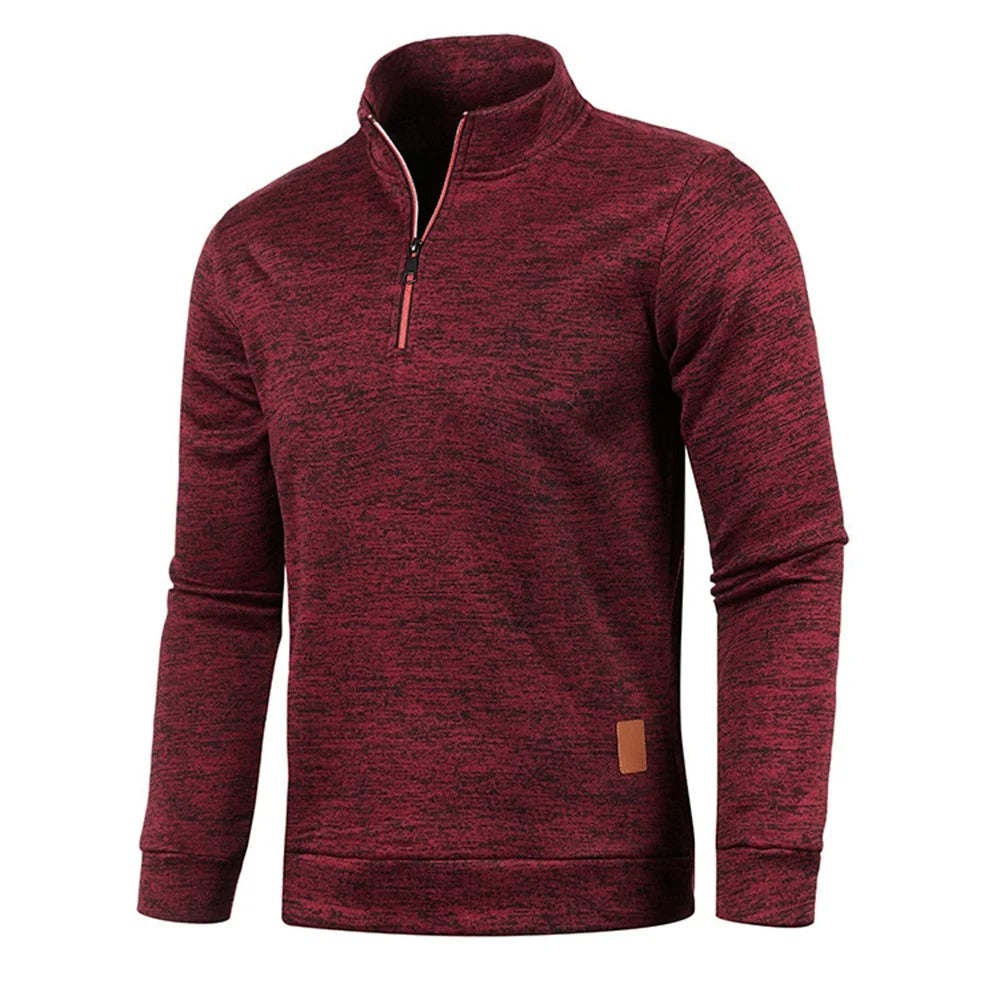 Sweatshirt à col roulé et demi-fermeture à glissière pour hommes
