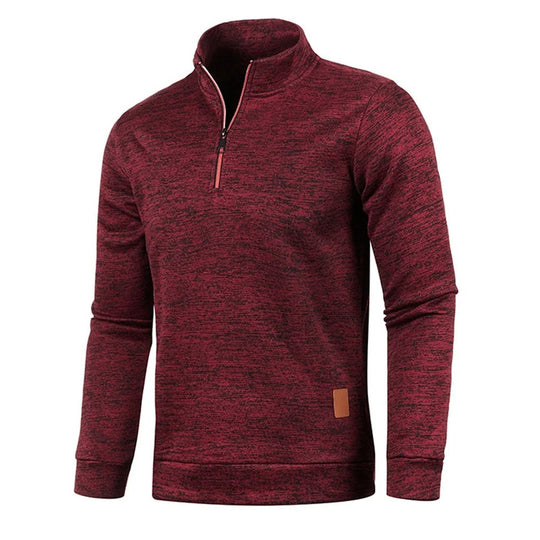 Sweatshirt à col roulé et demi-fermeture à glissière pour hommes