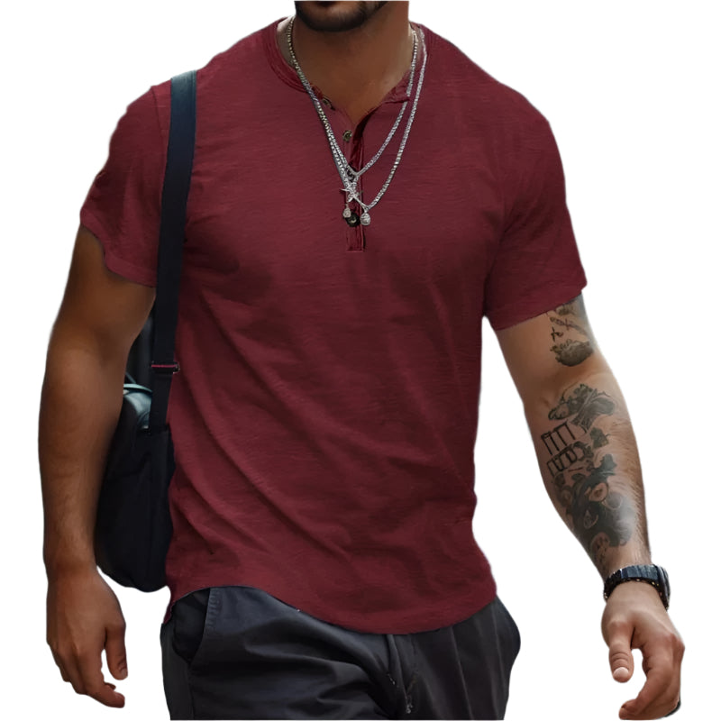 T-shirt uni sans col pour homme