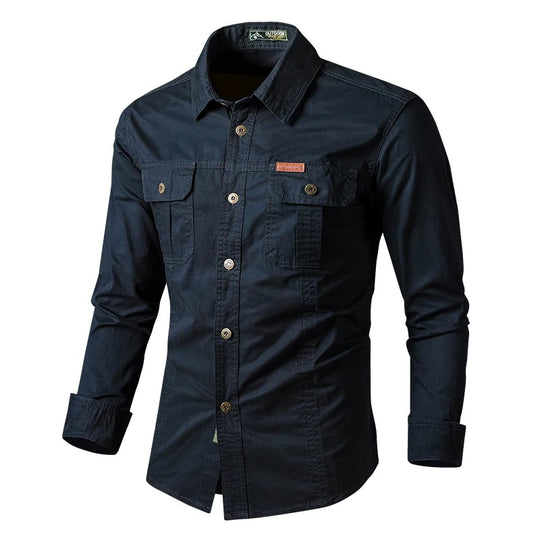 Chemise militaire à manches longues pour homme
