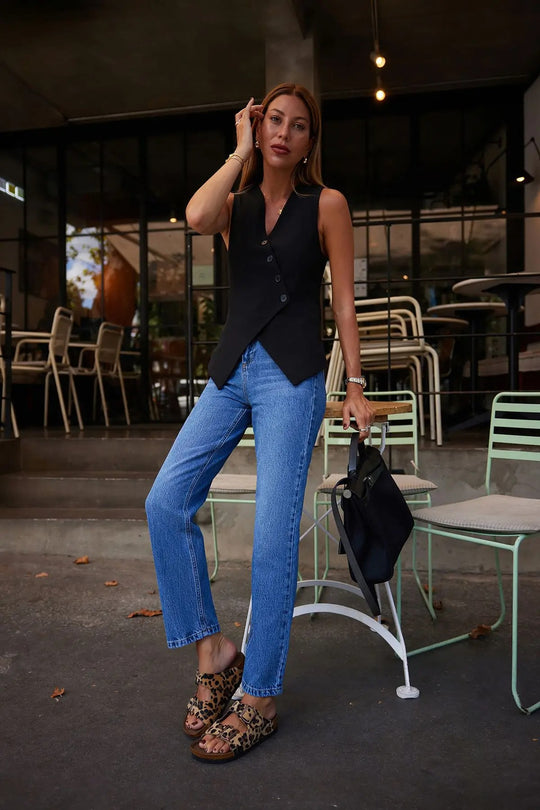 Pantalon en jean droit pour femme