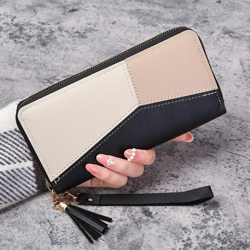 Portefeuille long pour femme en cuir PU