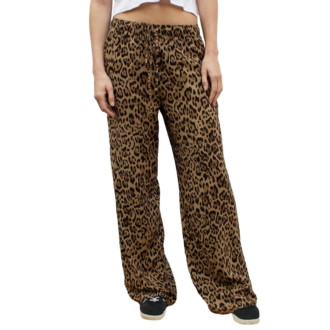 Pantalon large vintage imprimé léopard