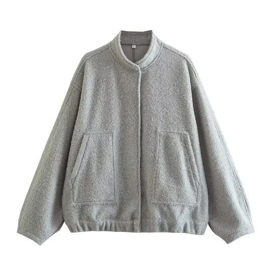 Blouson aviateur oversize en tweed pour femme