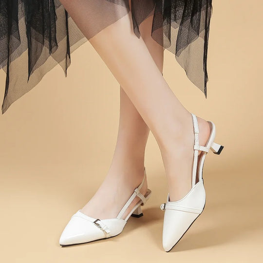 Sandales à talon mi-haut brillantes pour femmes