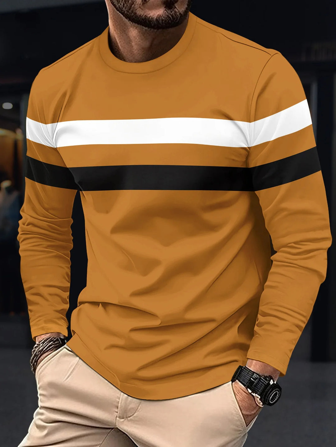 T-shirt à manches longues et empiècements pour homme