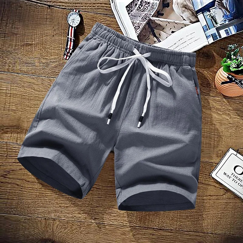 Short de plage en coton et lin pour homme