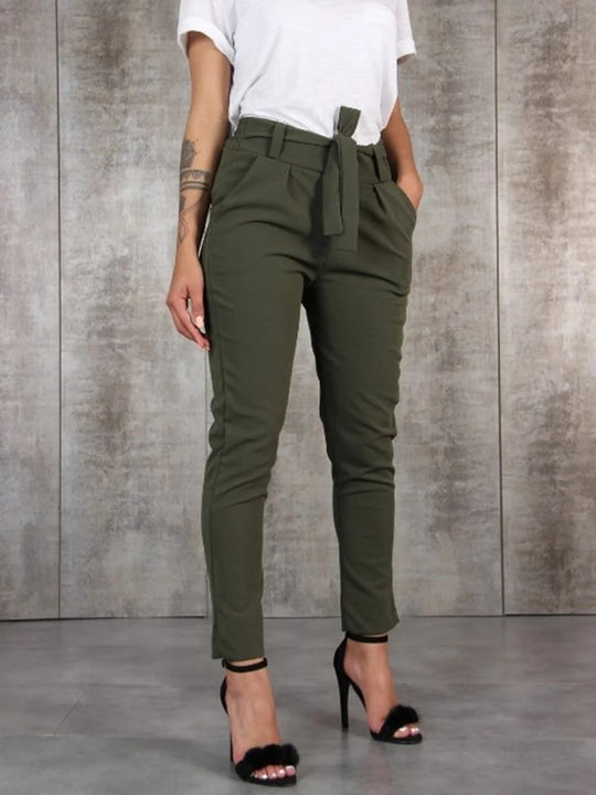 Pantalon slim en mousseline de soie pour femmes