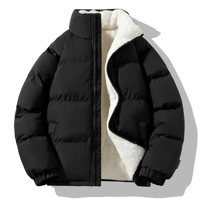 Veste à col montant en polaire épaisse pour hommes