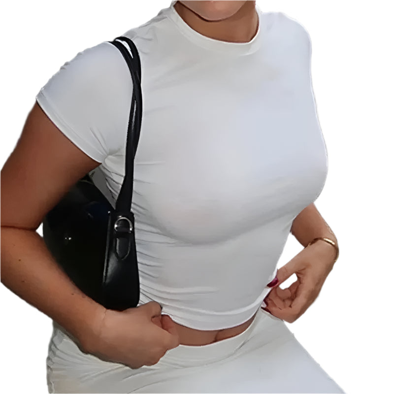 T-shirt skinny à col rond pour femmes
