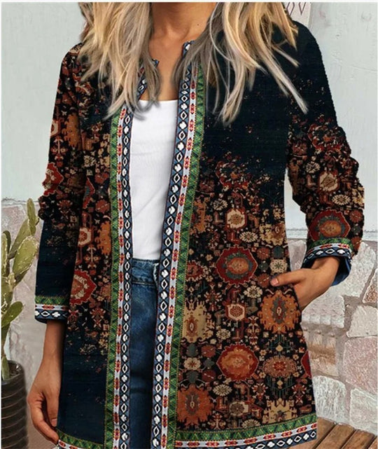 Cardigan imprimé ethnique pour femme