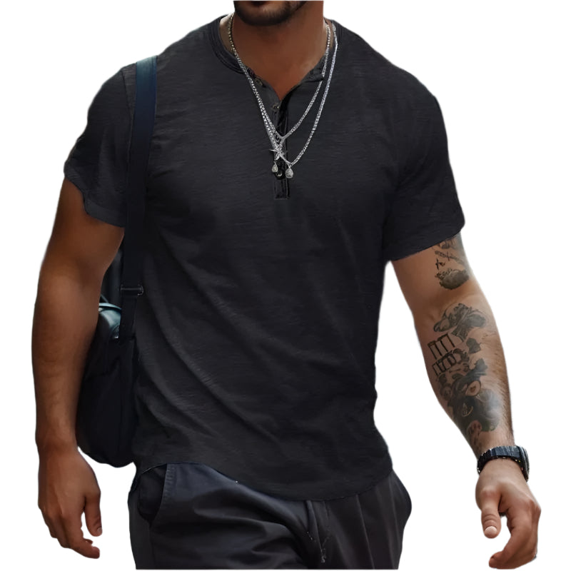 T-shirt uni sans col pour homme