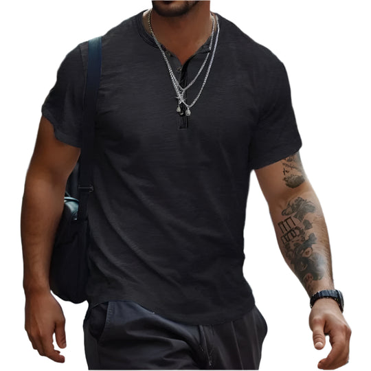 T-shirt uni sans col pour homme