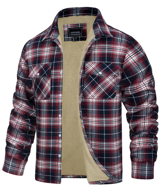 Veste en flanelle de coton à carreaux pour hommes