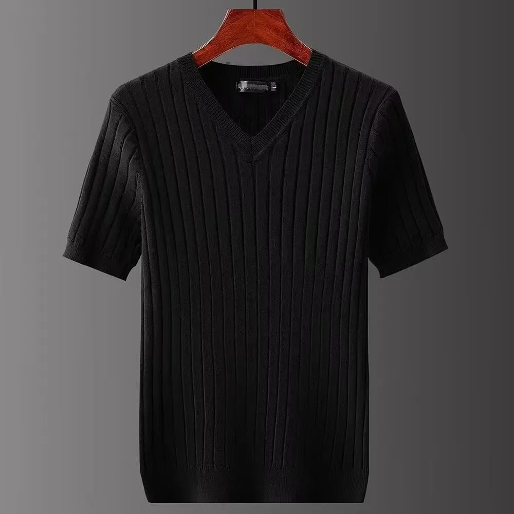 T-shirt slim fit à col en V pour homme