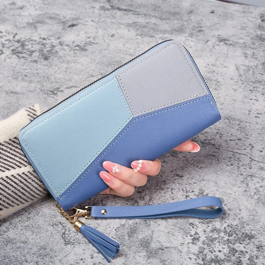 Portefeuille long pour femme en cuir PU