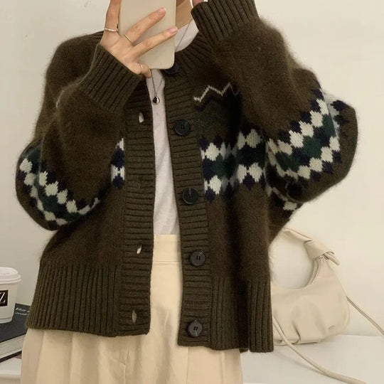 Cardigan à manches longues en maille boutonnée