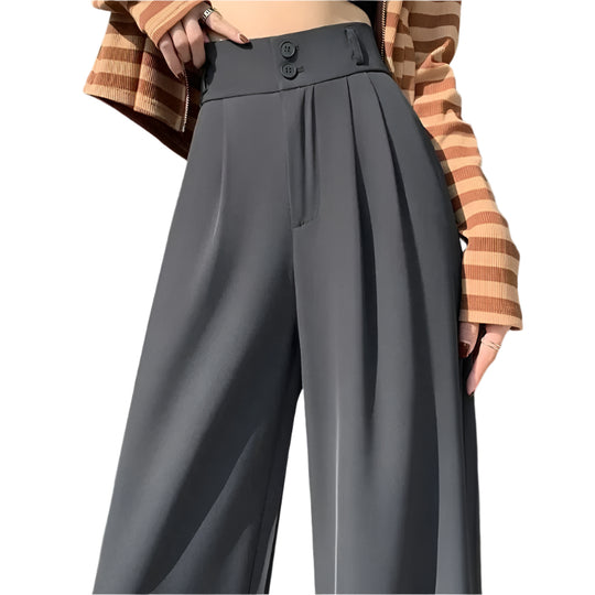Pantalon ample taille haute style coréen pour femme