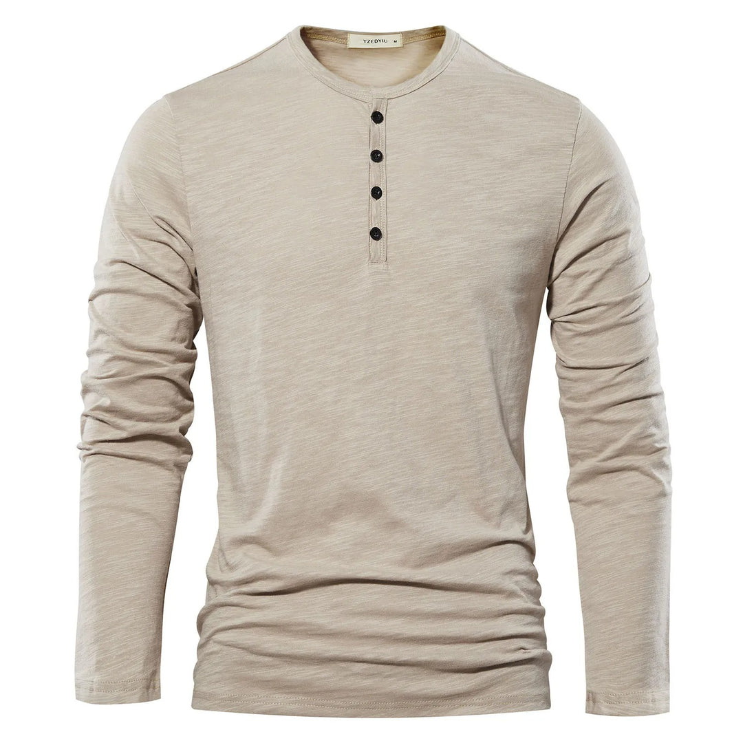 T-shirt à manches longues et col Henley pour hommes