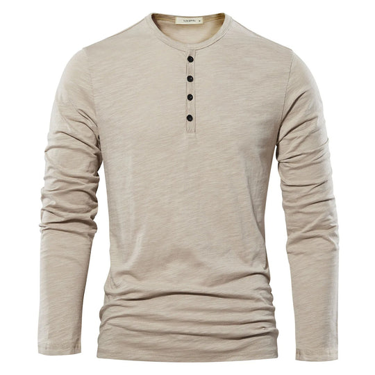 T-shirt à manches longues et col Henley pour hommes
