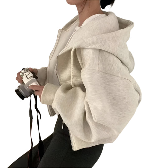 Sweat à capuche court surdimensionné pour femmes