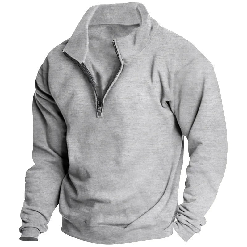 Sweatshirt semi-zippé à col montant pour hommes