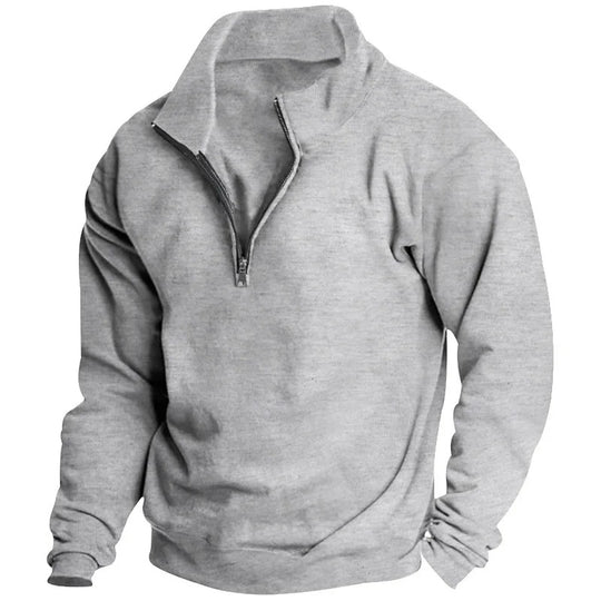 Sweatshirt semi-zippé à col montant pour hommes