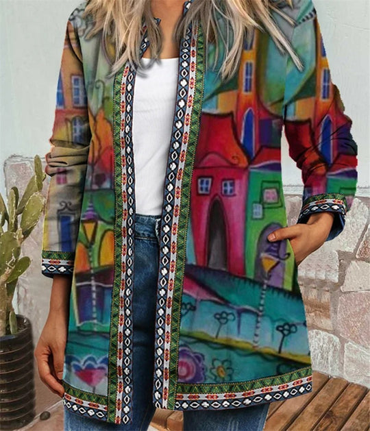Cardigan imprimé ethnique pour femme