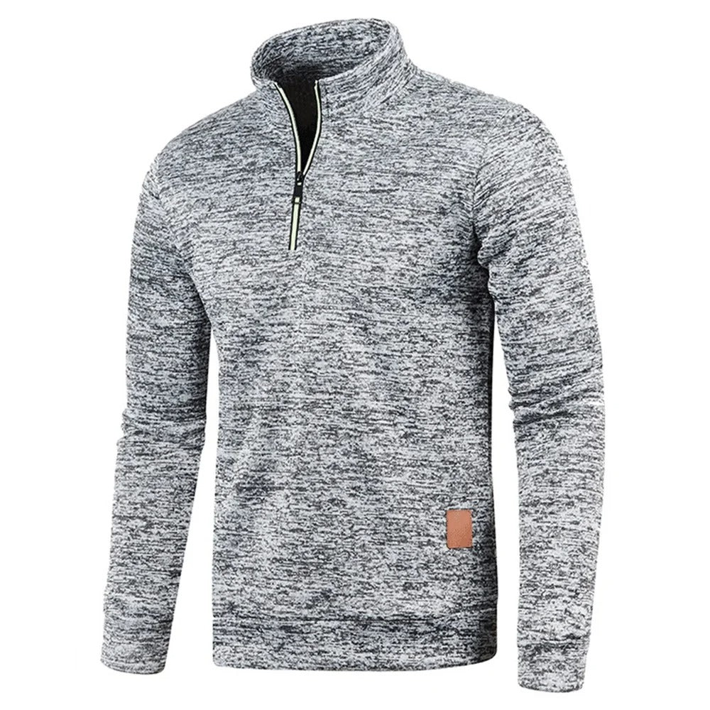 Sweatshirt à col roulé et demi-fermeture à glissière pour hommes