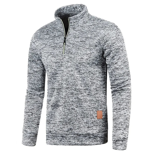 Sweatshirt à col roulé et demi-fermeture à glissière pour hommes