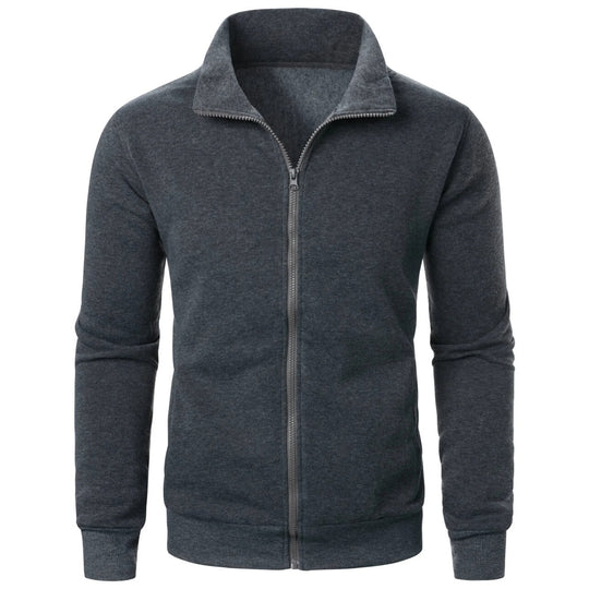 Veste zippée décontractée à col montant pour hommes