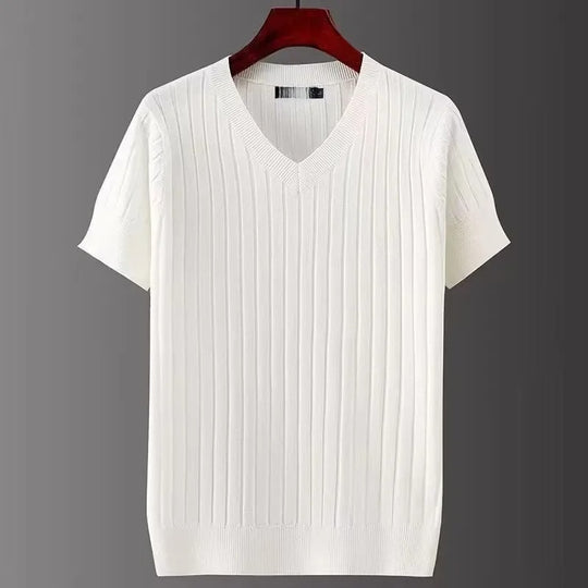 T-shirt slim fit à col en V pour homme