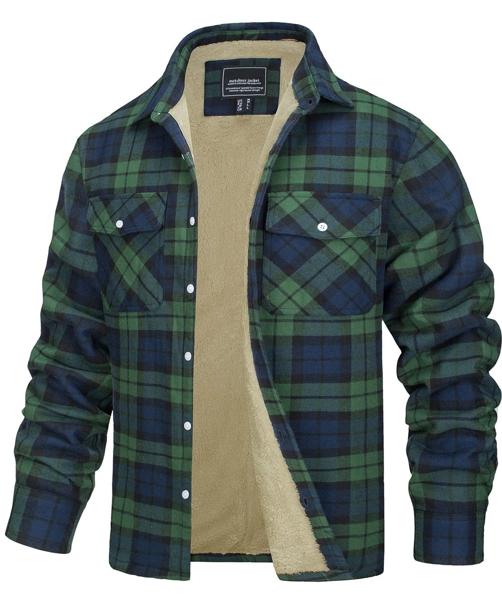 Veste en flanelle de coton à carreaux pour hommes