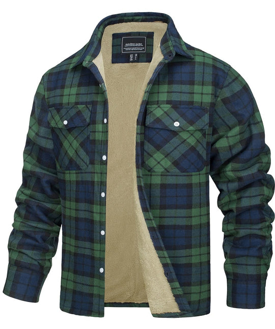 Veste en flanelle de coton à carreaux pour hommes