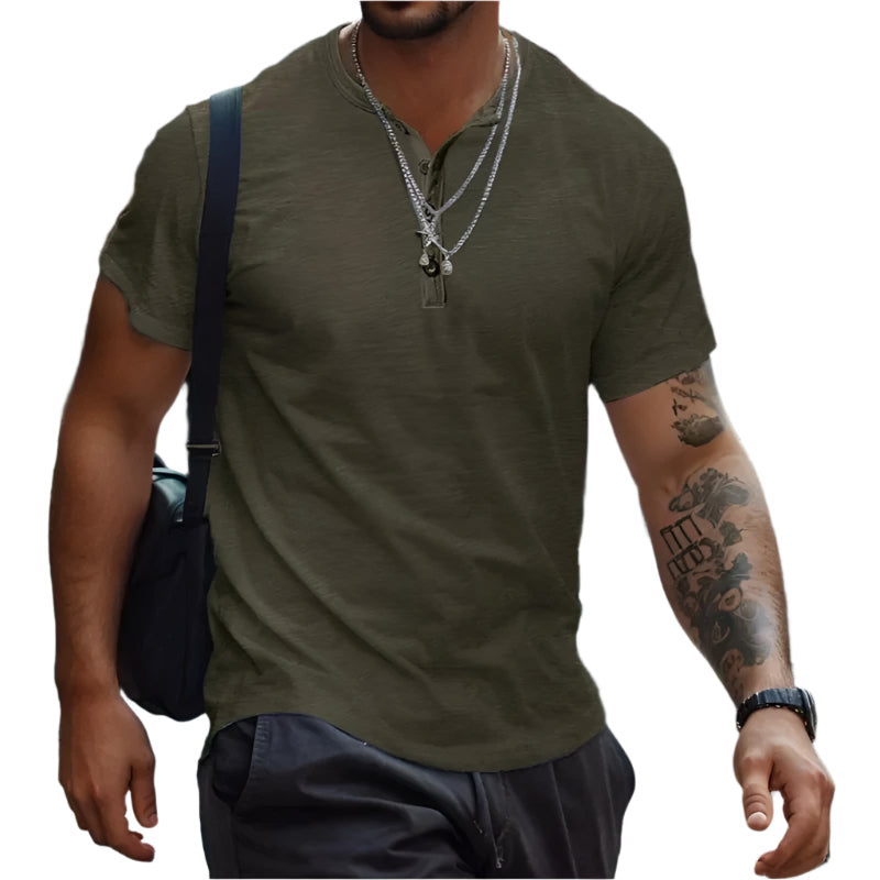 T-shirt uni sans col pour homme