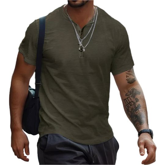 T-shirt uni sans col pour homme
