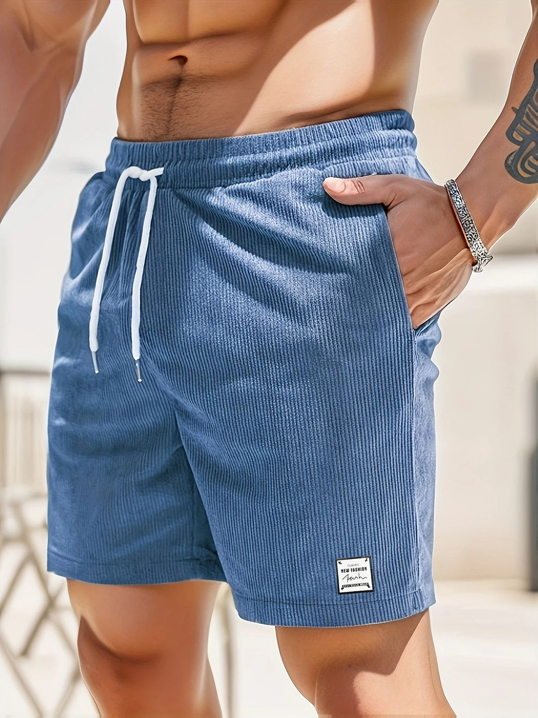 Short décontracté à taille élastique pour homme