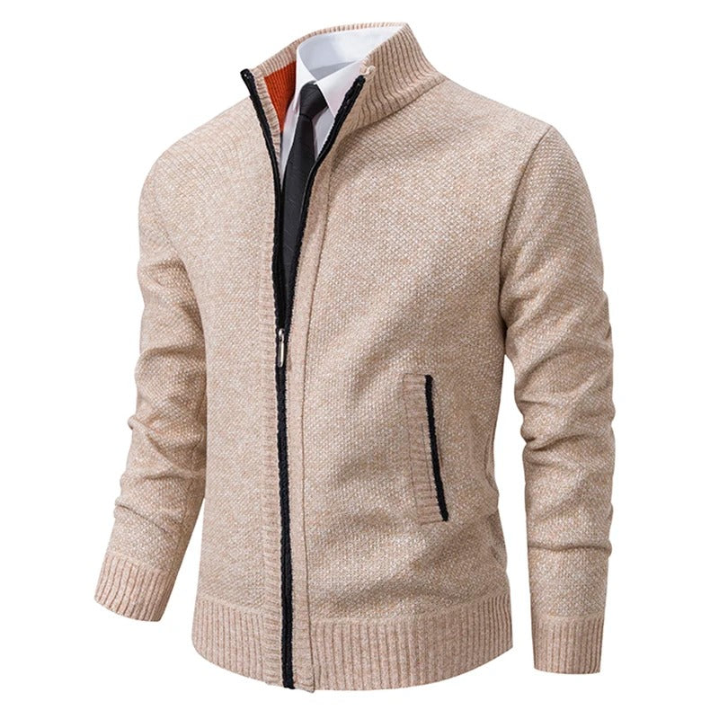 Cardigan à fermeture éclair en polaire pour hommes