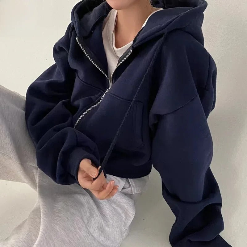 Sweat à capuche court surdimensionné pour femmes